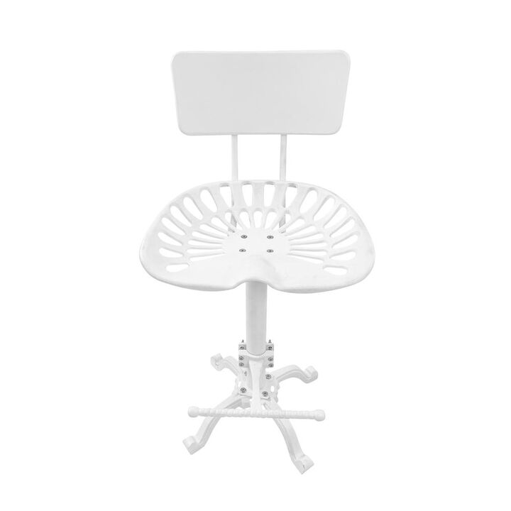 Carolina Living August Tractor Seat Barstool with Back - White Carolina Living August Tractor Seat Barstool with Back - White