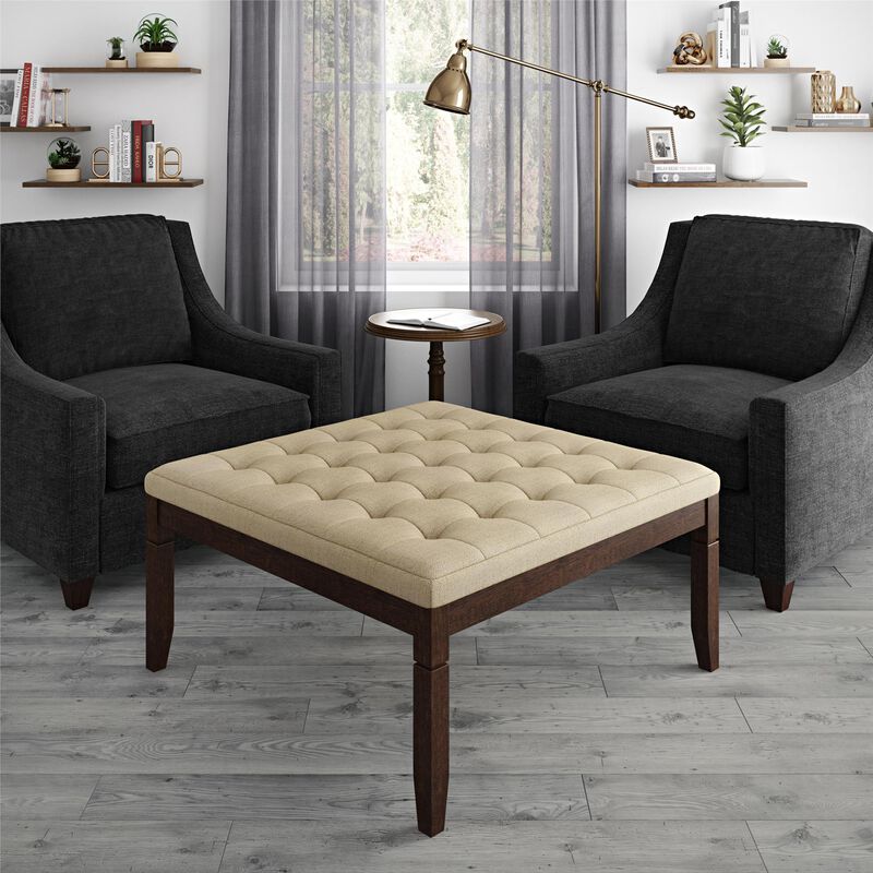 Charlie Square Ottoman, Beige
