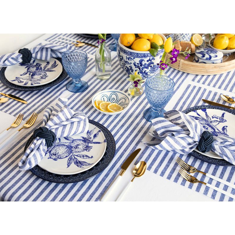 Solino Home 100% Pure Linen 14 x 19 Inch Placemats Set of 4 | Amalfi Stripe