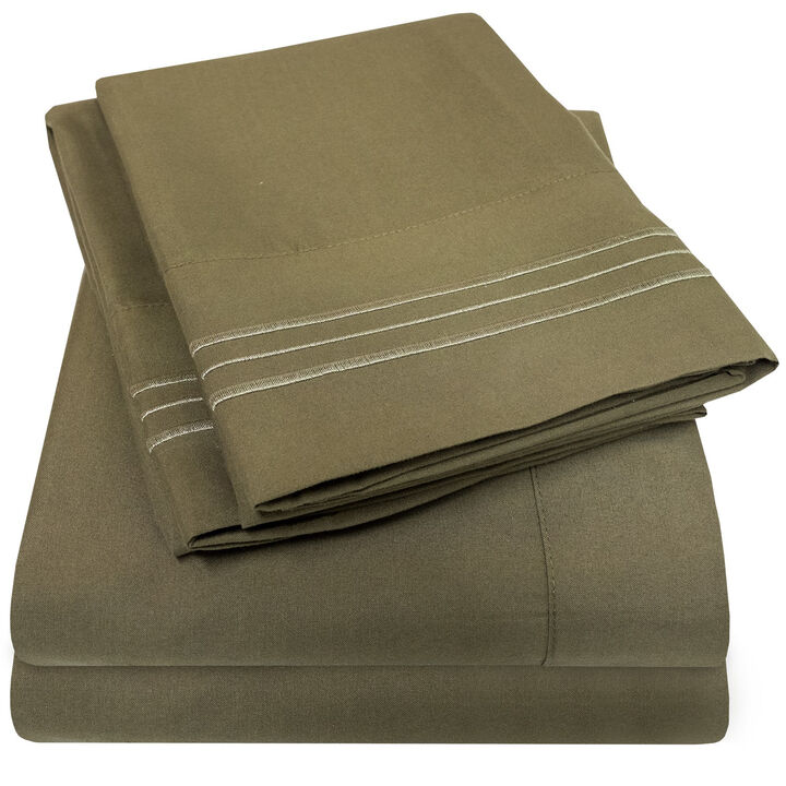 5 Piece Sheet Set, Ultra Soft 1800 Series Collection - Split King, Royal Blue