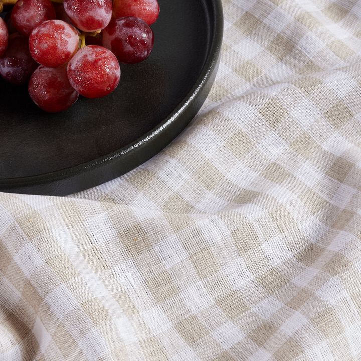 Solino Home 100% Pure Linen Tablecloth | Gingham Check