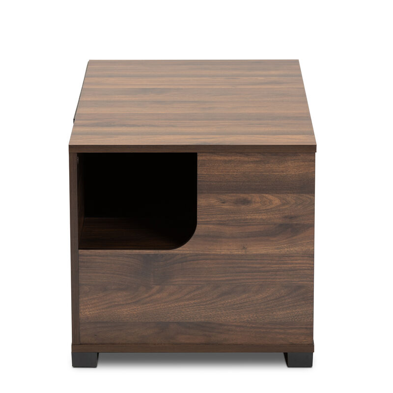 Baxton Studio Connor Modern Walnut Brown Finished 2 Door Cat Litter Box Cover House