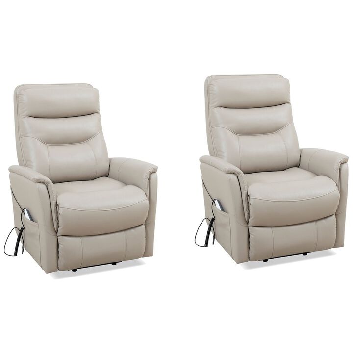 Softy Ivory Power Lift Recliner with Articulating Headrest Two Pack