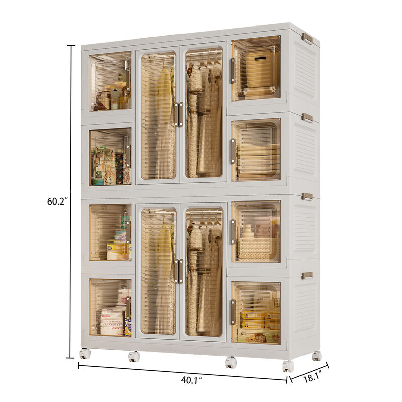 Portable Wardrobe Closet Freestanding Clothes Storage Organizer with Shelves & Hanging Rods