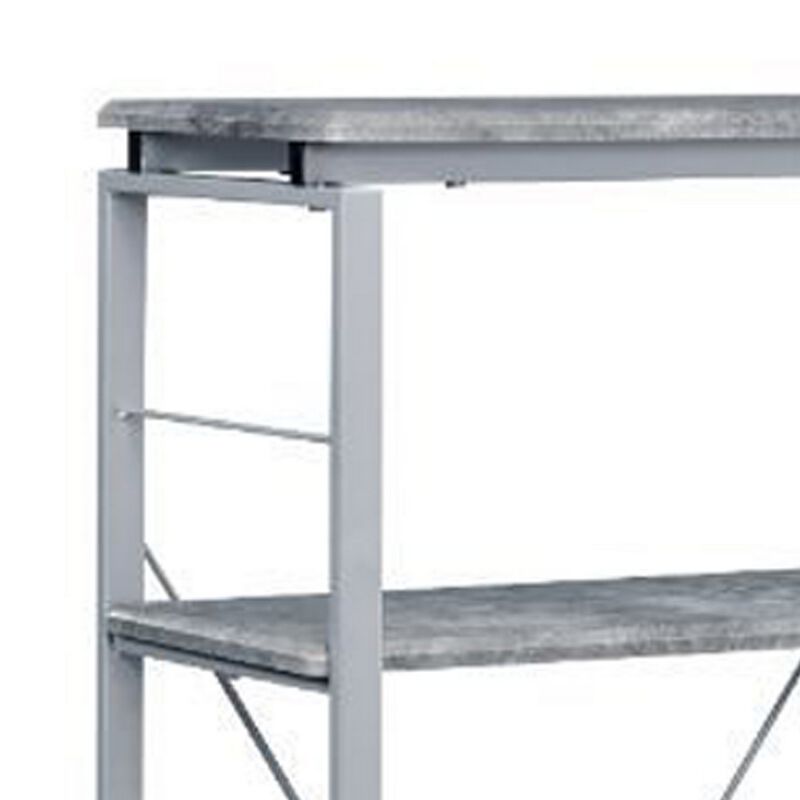 Industrial Bookshelf with 4 Shelves and Open Metal Frame, Silver and Gray-Benzara