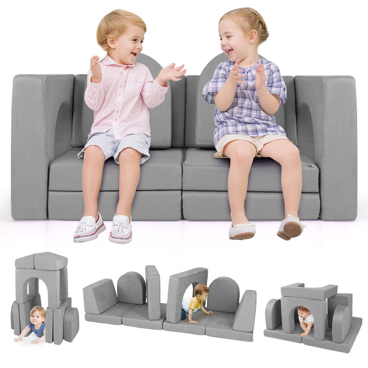 8-Piece Modular Kids Play Couch with Comfy Suede Fabric 8-Piece Modular Kids Play Couch with Comfy Suede Fabric