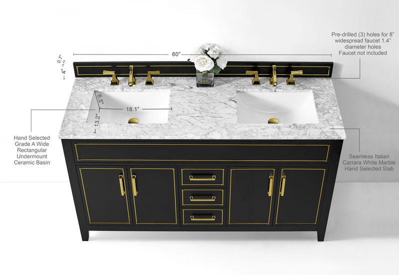 Aspen 60 in. Bath Vanity Set in Black Onyx