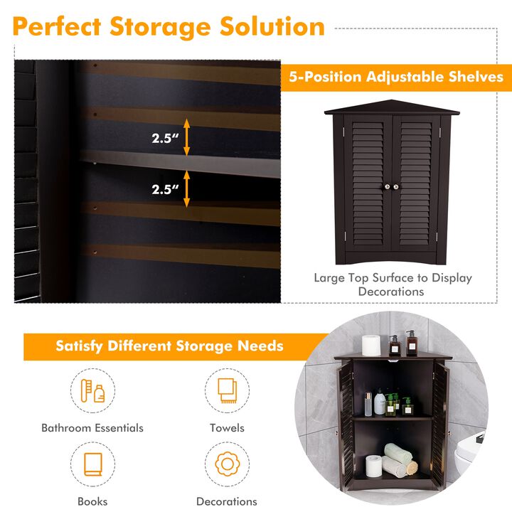 Bathroom Corner Storage Freestanding Floor Cabinet with Shutter Door