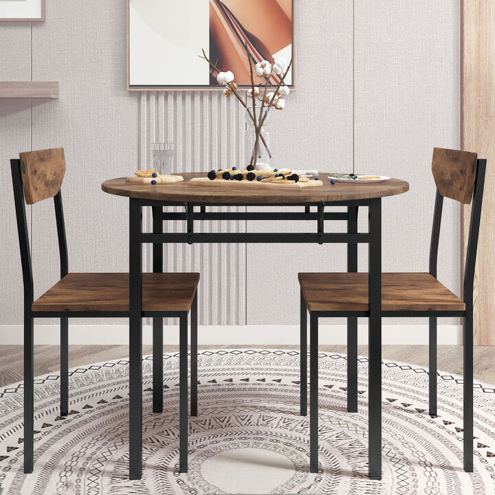 3-Piece Dining Set with Drop Leaf and 2 Chairs