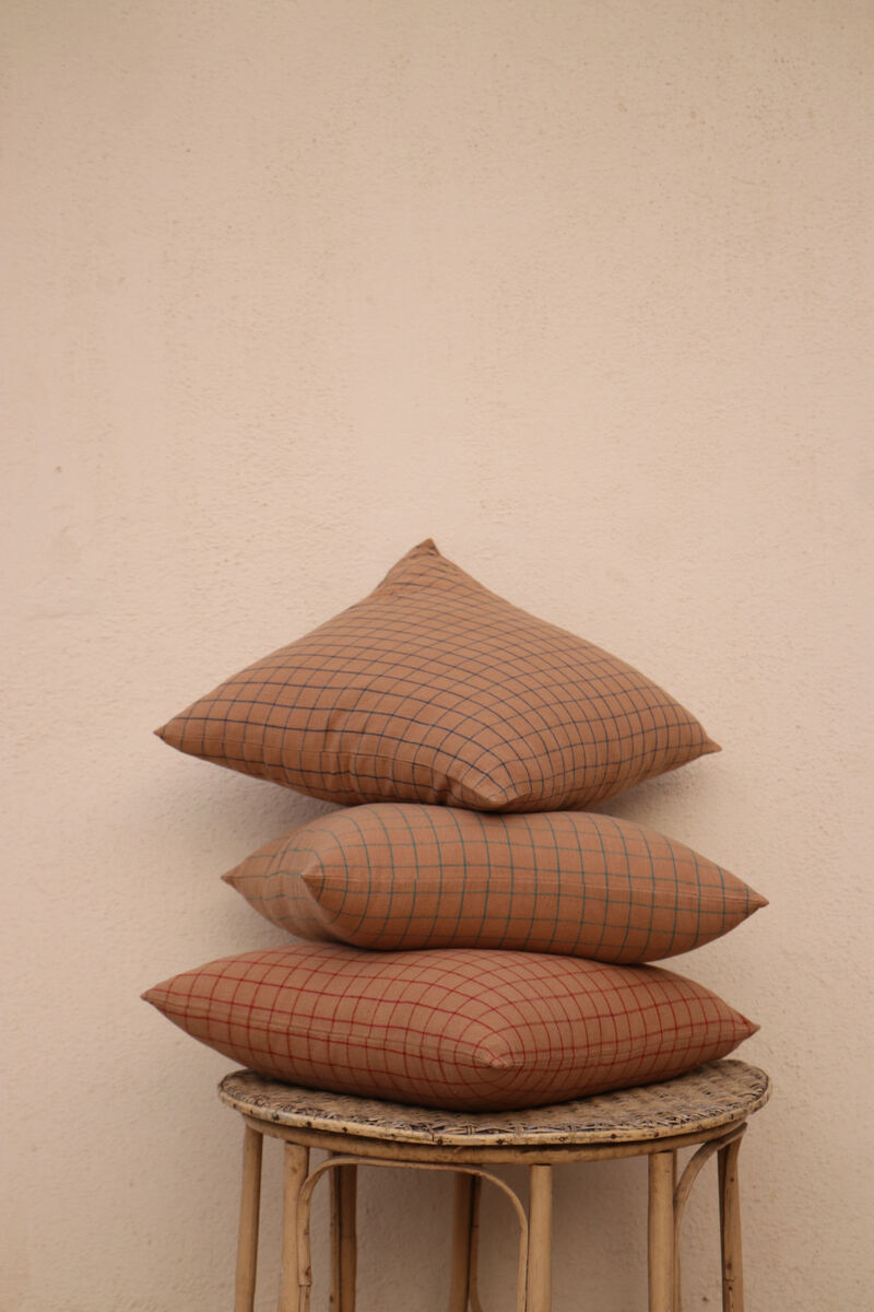 Earthy Finesse handwoven Brown cotton bold stripes pillow