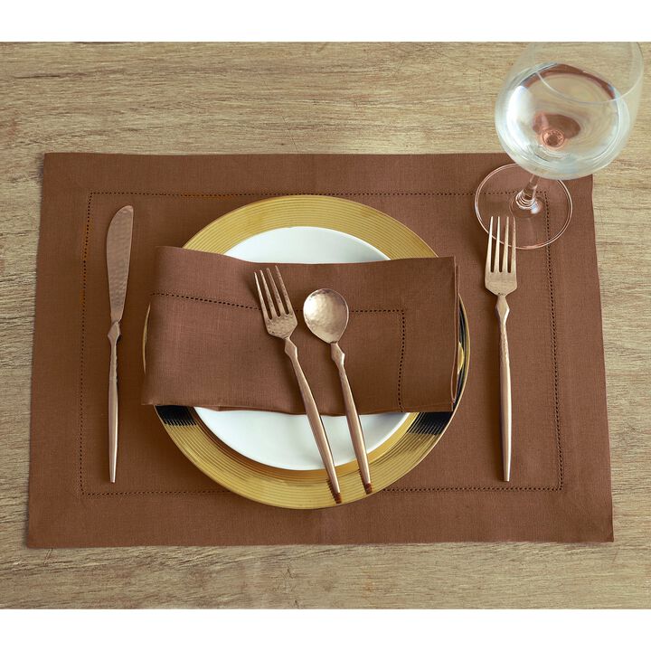 Solino Home 100% Pure Linen Dinner Napkins 20 x 20 Inch Set of 4 | Classic Hemstitch