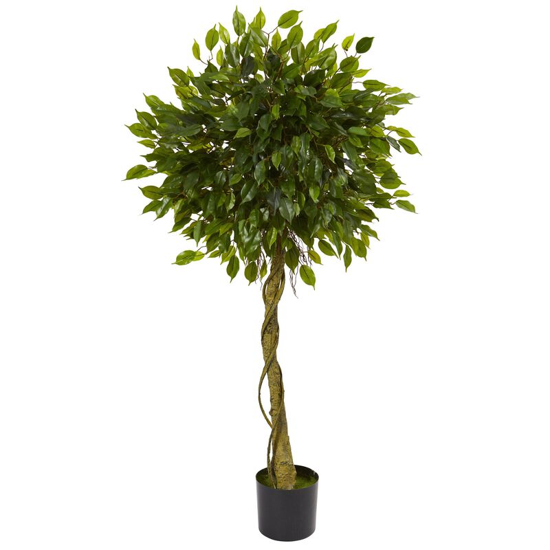 Hivvago 5 Feet Ficus Artificial Topiary Tree UV Resistant (Indoor/Outdoor)