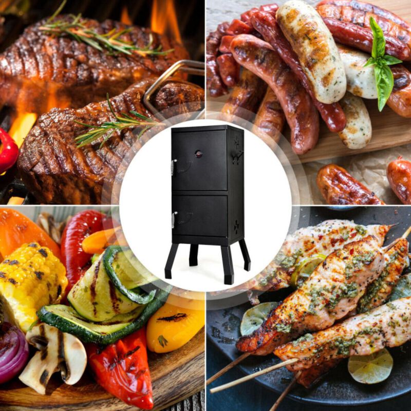 Hivvago Vertical 2-Tier Outdoor Barbeque Grill with Temperature Gauge