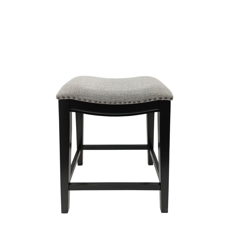 Carolina Living 25 Saddle Counter Stool - Set of 2 - Antique Black - Grey Chenille Upholstery