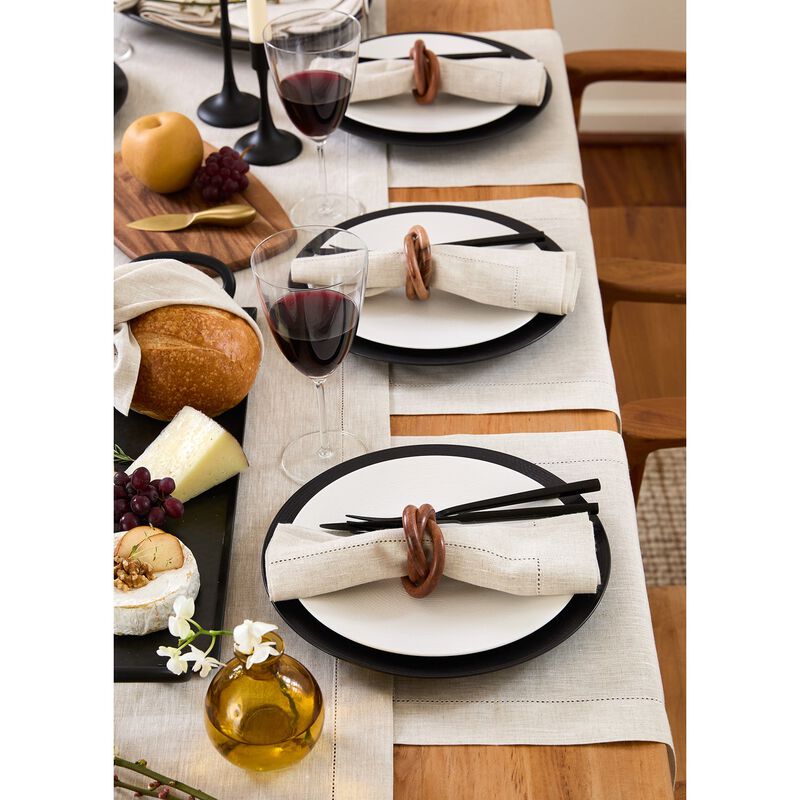Solino Home 100% Pure Linen Placemats Set of 4 - 14 x 19 Inch | Classic Hemstitch