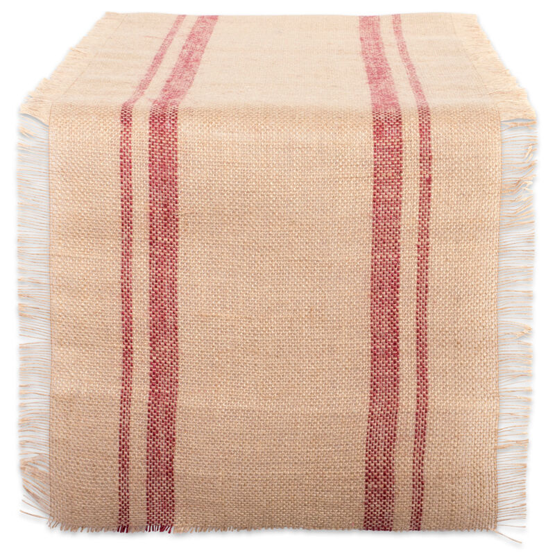 72" Beige and Barn Red Rectangular Double Border Table Runner