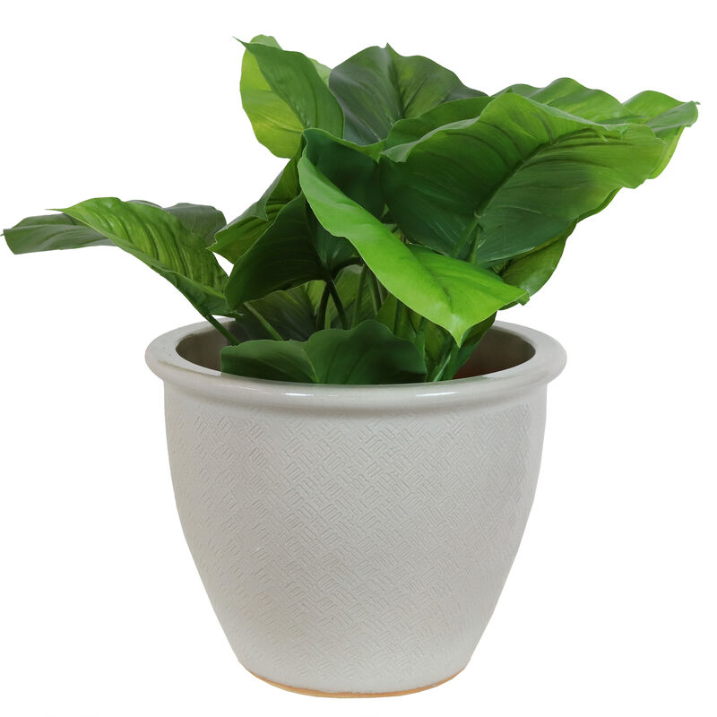 Sunnydaze 15 in Villa High-Fired Glazed Ceramic Planter