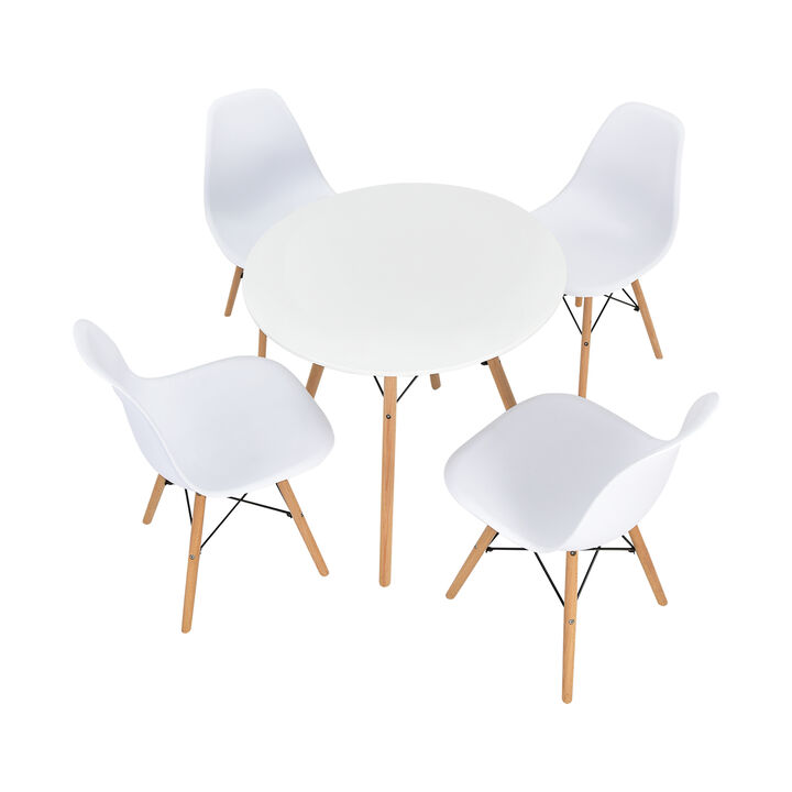 5 Pieces Table Set With Solid Wood Leg For Dining Room