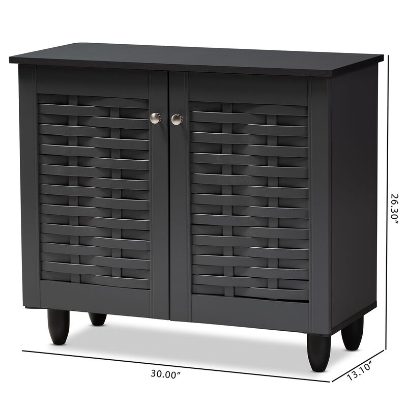Baxton Studio Winda Modern Dark Gray 2 Door Wooden Entryway Shoe Storage Cabinet