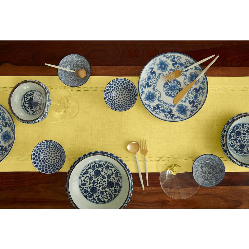 Solino Home 100% Pure Linen Table Runner | Linen Double Hemstitch