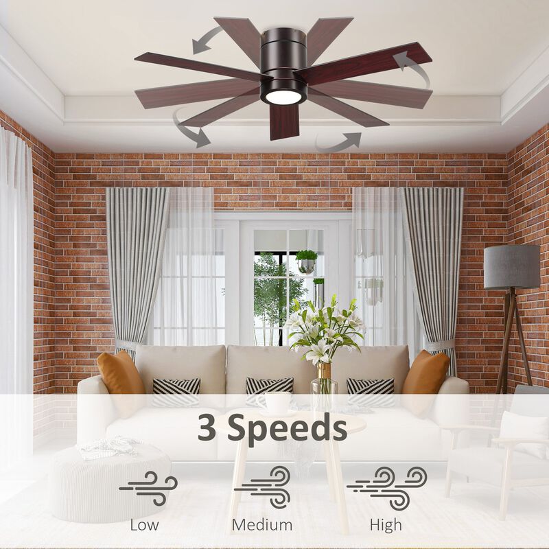 Brown Mount Ceiling Fan with Light: 44" with LED Light and Remote