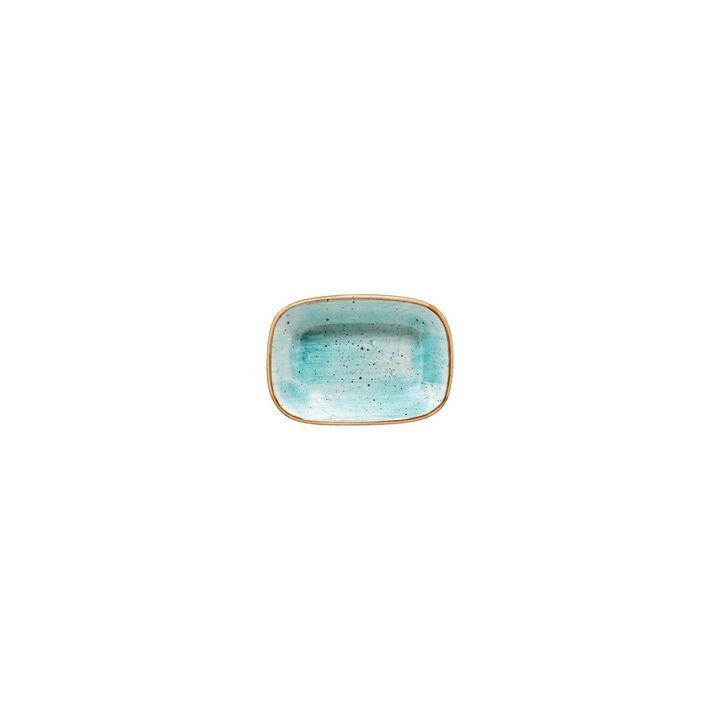 Aqua 5.5" x 4" x h:1.25" 7 oz. Rectangular Blue Porcelain Deep Plate (Set of 2)