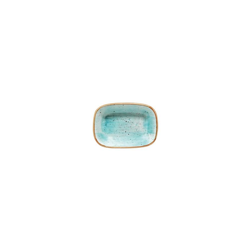 Aqua 5.5" x 4" x h:1.25" 7 oz. Rectangular Blue Porcelain Deep Plate (Set of 2)