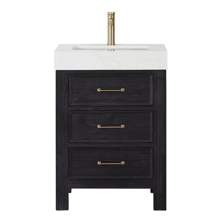 Vinnova Design León 24in. Free-standing Single Bathroom Vanity in Fir Wood Black