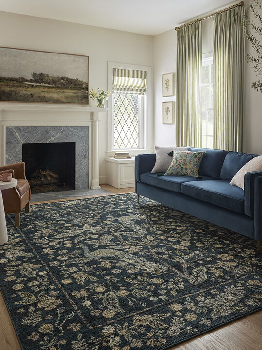 Laurel LAU-05 Navy 3''11" x 5''7" Rug by Rifle Paper Co.