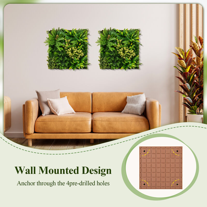20" x 20" 3D Hanging Greenery Hedge with 11 Mixed Faux Plants for Indoor and Outdoor Decor