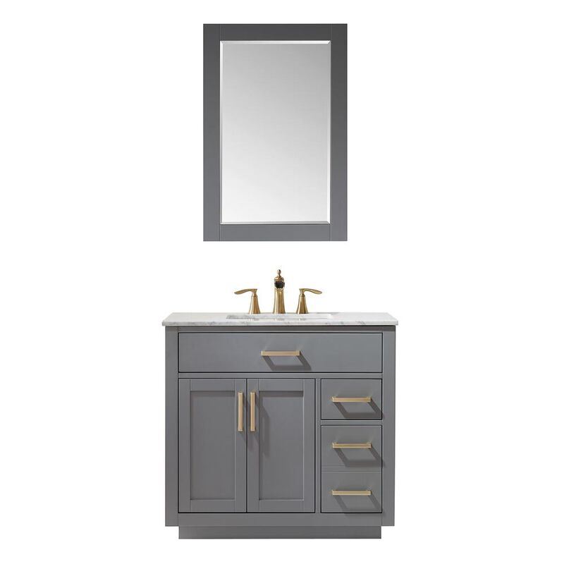 Altair 36 Single Bathroom Vanity Set in Gray with Mirror