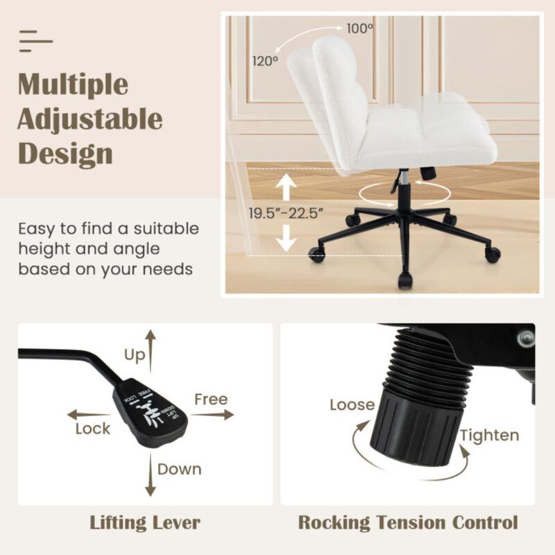 Hivvago Cross Legged Chair with Wheels with Padded Seat Adjustable Height for Bedroom Study-Beige