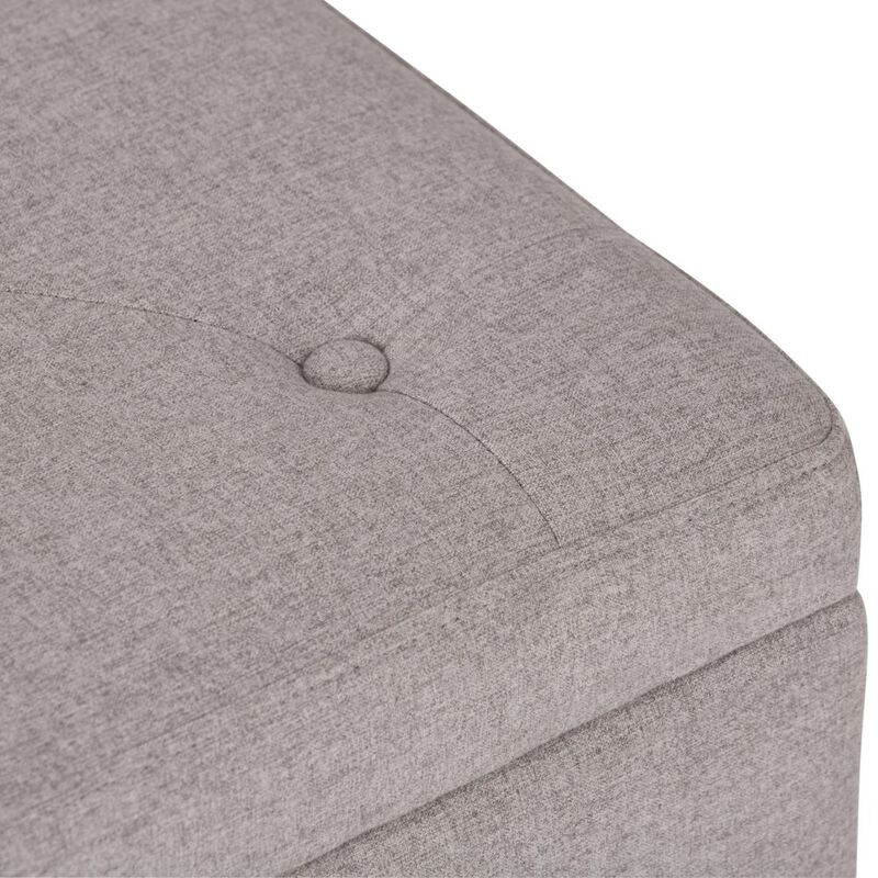 Simpli Home Hamilton Storage Ottoman In Cloud Grey Linen Look Fabric