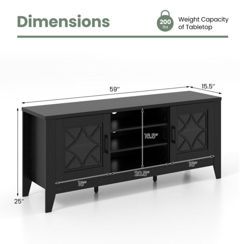 Hivvago Farmhouse TV Stand for TVs Up to 65 Inches 4 Adjustable Shelves