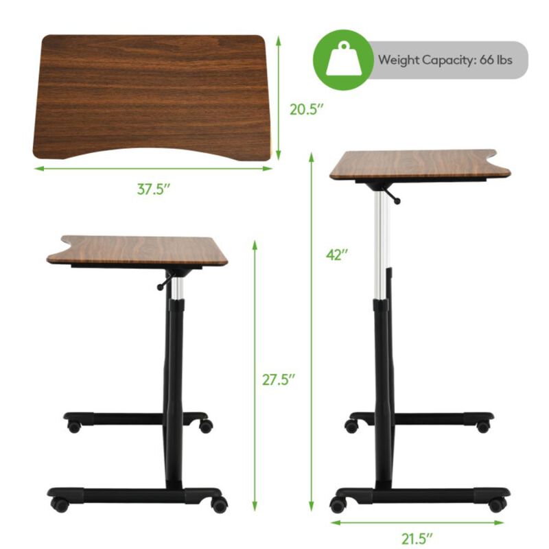 Hivvago Height Adjustable Computer Desk Sit to Stand Rolling Notebook Table