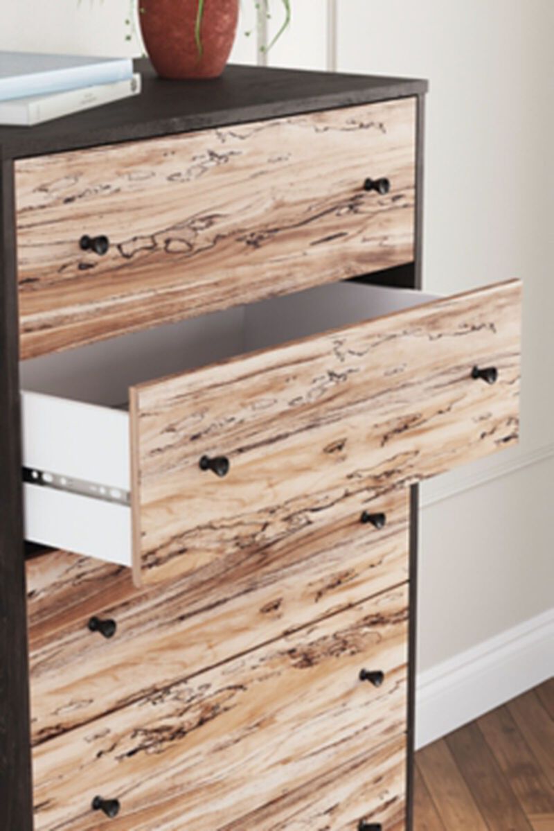 Piperton 5 Drawer Chest of Drawers in Dark Charcoal