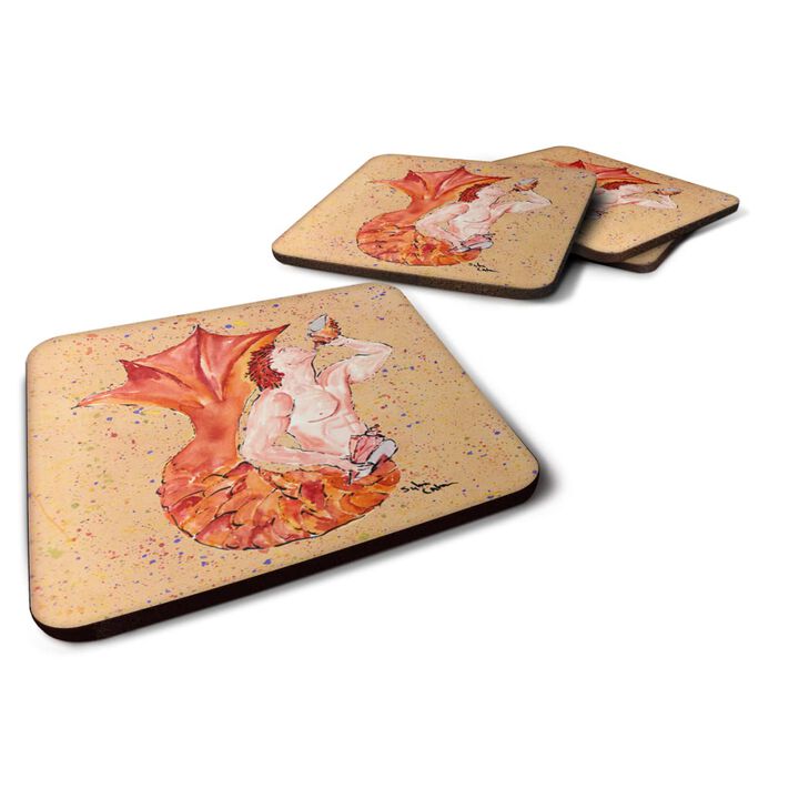 Caroline's Treasures 8346FC Merman Foam Coasters (Set of 4), 3.5 H x 3.5 W, Multicolor