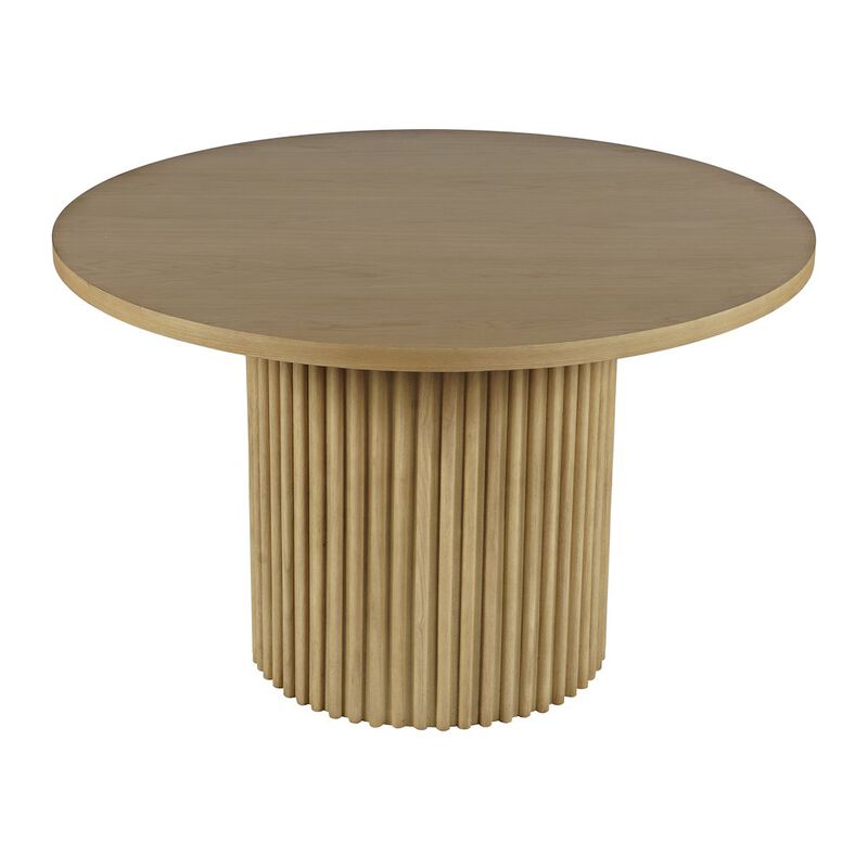 Jofran Auden 48 Round Mid-Century Modern Fluted Pedestal Base Dining Table