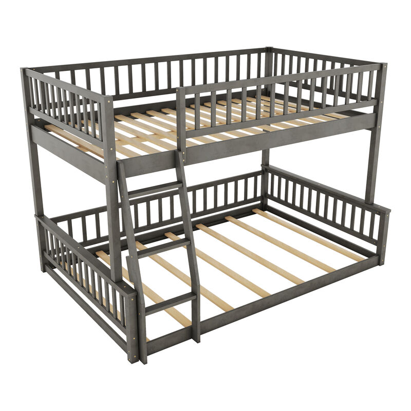 Merax Full XL over Queen Bunk Bed with Ladder and Guardrails