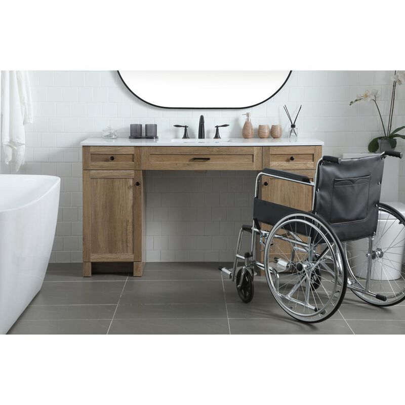 Elegant Kitchen and Bath 60 Inch ADA Compliant Bathroom Vanity In Natural Oak