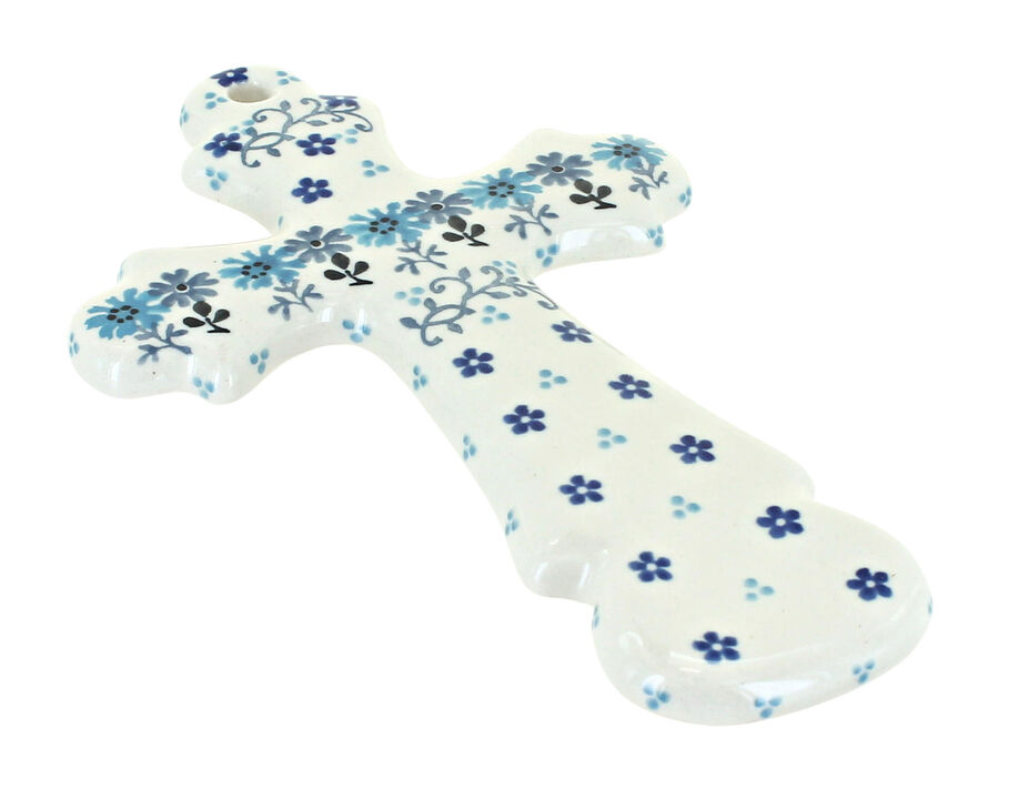 Blue Rose Polish Pottery Mardi Gras Cross
