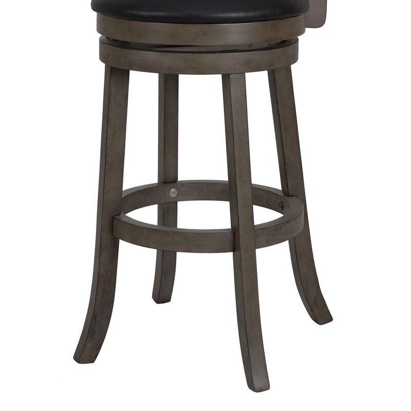 New Classic Furniture Manchester 29 Wood Bar Stool with Black PU Seat in Ant Gray