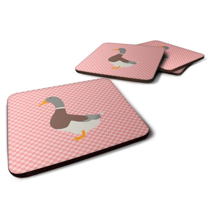 Caroline's Treasures Saxony Sachsenente Duck Pink Check Decorative coasters, 3.5, Multicolor