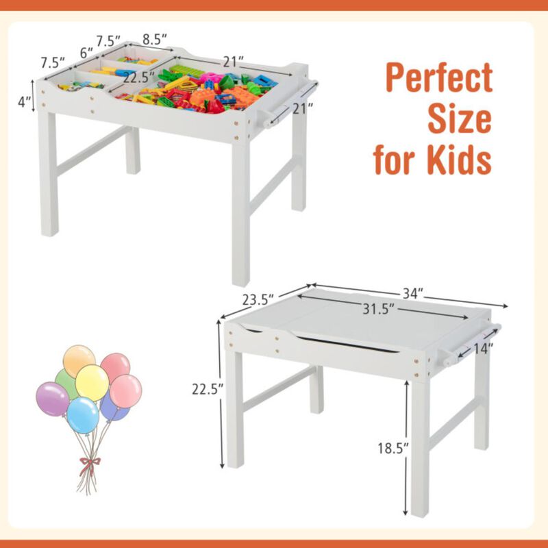 Hivvago Wooden Kids Multi Activity Play Table with Storage Paper Roll