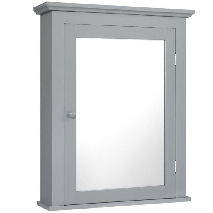 Hivvago Wall Mount Bathroom Cabinet with One Mirror Single Door Adjustable Shelves Retro Handle