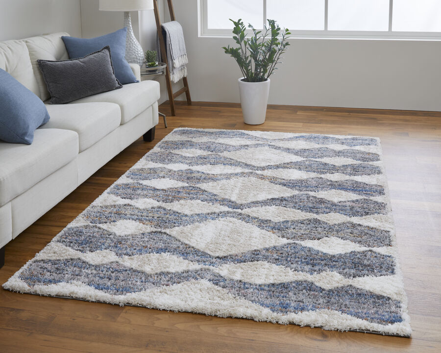Mynka 39IFF Tan/Ivory/Blue 5' x 8' Rug