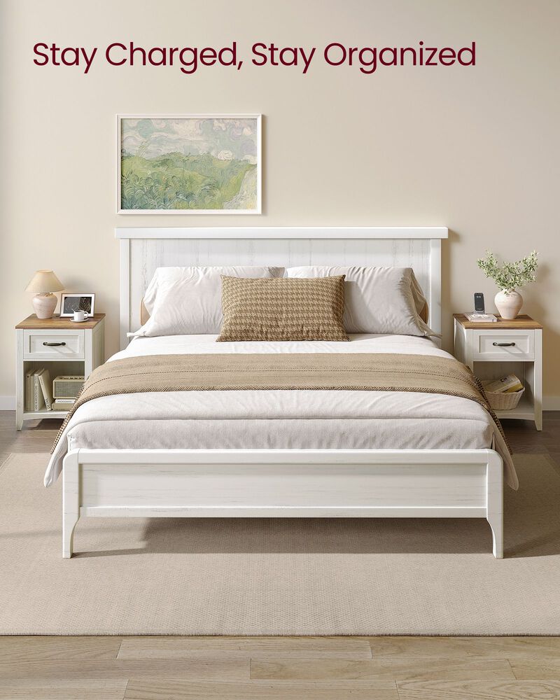 Nightstand with Charging Station and Open Compartment for Convenient Storage