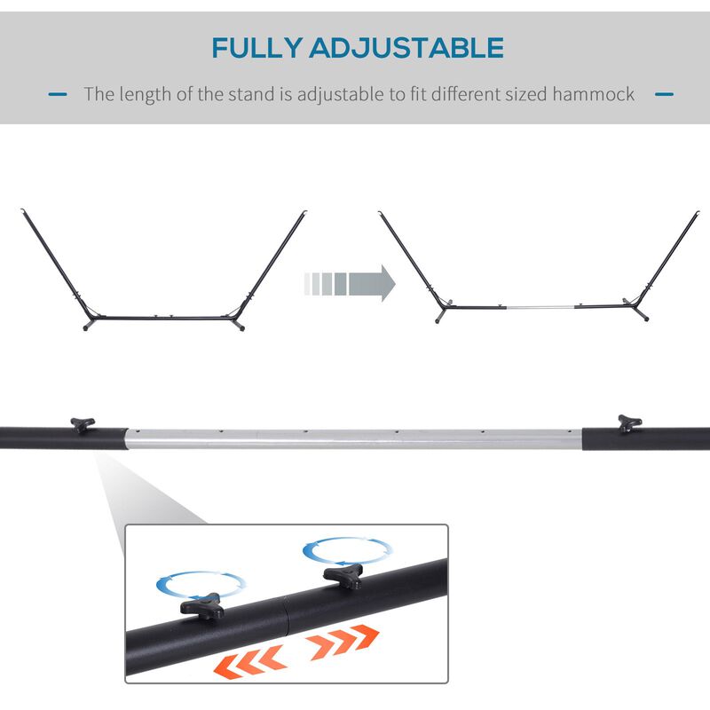 Black Portable Relaxation: Adjustable Steel Hammock Stand for Indoor/Outdoor