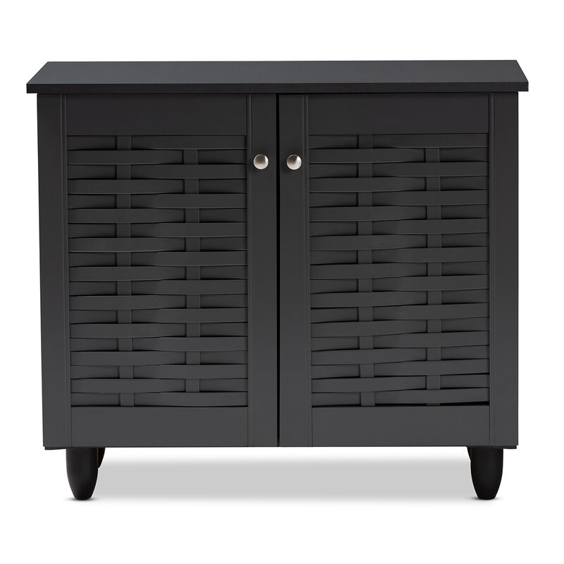 Baxton Studio Winda Modern Dark Gray 2 Door Wooden Entryway Shoe Storage Cabinet