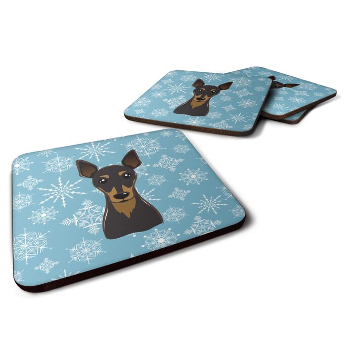 Caroline's Treasures BB1674FC Snowflake Min Pin Foam Coasters (Set of 4), 3.5, Multicolor